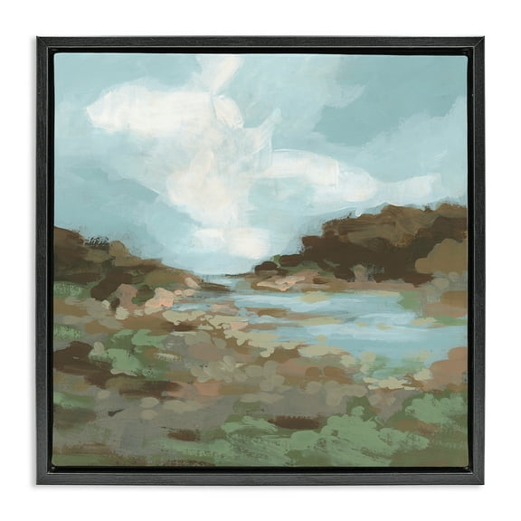 Stupell Industries Natural Creek Terrain Landscape & Nature Painting Black Floater Framed Canvas Art Print Wall Art, 18 x 18