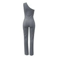 thumbnail image 2 of Vedolay Womens Jumpsuits Women's Sparkly Jumpsuits Clubwear Long Sleeve Elegant Party Rompers High Waisted Wide Leg Pants,Gray L, 2 of 5