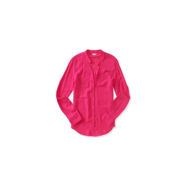 Camisa Aeropostale Semitransparente con Botones para Mujer Rosa Extragrande