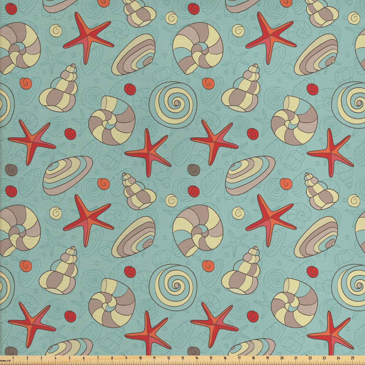 Shell Fabric by The Yard, Nautical Nursery Theme Cartoonish Different
