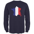 thumbnail image 1 of Country Silhouette France Flag Navy Adult Long Sleeve T-Shirt - 2X-Large, 1 of 1