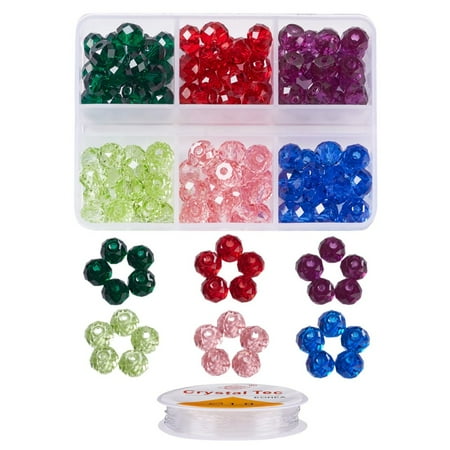 1set DIY Transparent Beads Bracelet Making Kit Including Rondelle Resin Beads and Round Crystal Thread Mixed Color