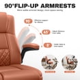 thumbnail image 4 of COOLHUT Office Chair, Executive Leather Chair Home Office Desk Chairs, Computer Chair with Adjustable Flip-up Padded Arms, Lumbar Support Swivel Desk Chair with Adjustable Hight and Tilt, Brown, 4 of 13