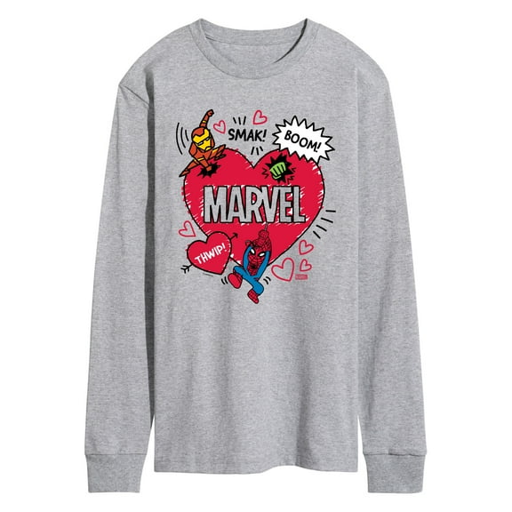 Marvel The Avengers - Valentines Doodle - Men's Long Sleeve Graphic T-Shirt