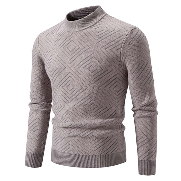 YLSDY Men Dress Crewneck Sweater Pullover Knit Long Sleeve Solid Winter Warm Casual Fall Fashion Slim Fit Sweater Khaki M