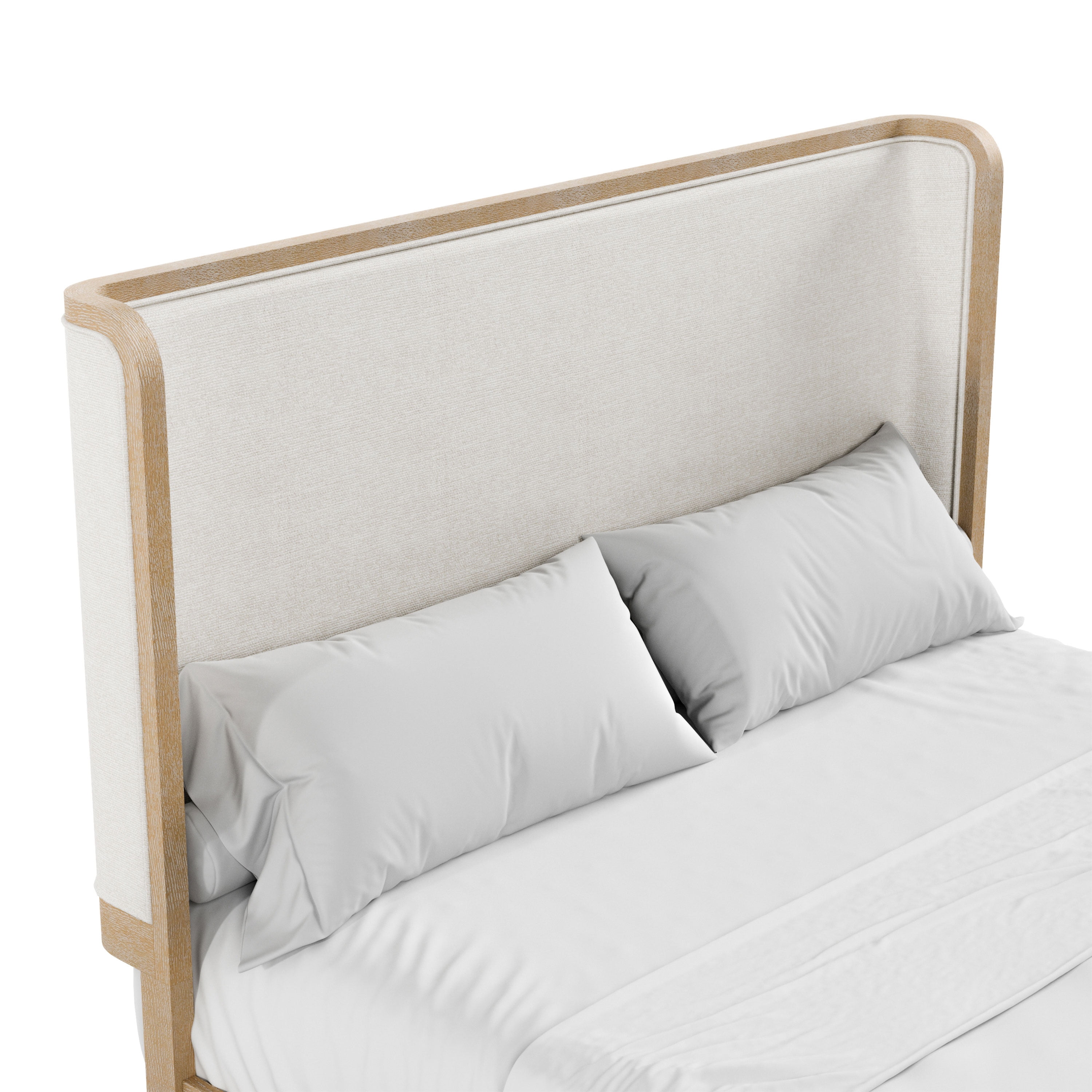 Furniture of America Enmi Solid Wood Wingback Panel Bed, Queen, Natural Oak
