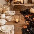 thumbnail image 5 of MMJ Pumpkin Candle Holder Rustic Metal Iron Candlestick Halloween Thanksgiving Fall Tabletop Decor Warm Ambient Lighting 7.28x5.71x5.71in, 5 of 7