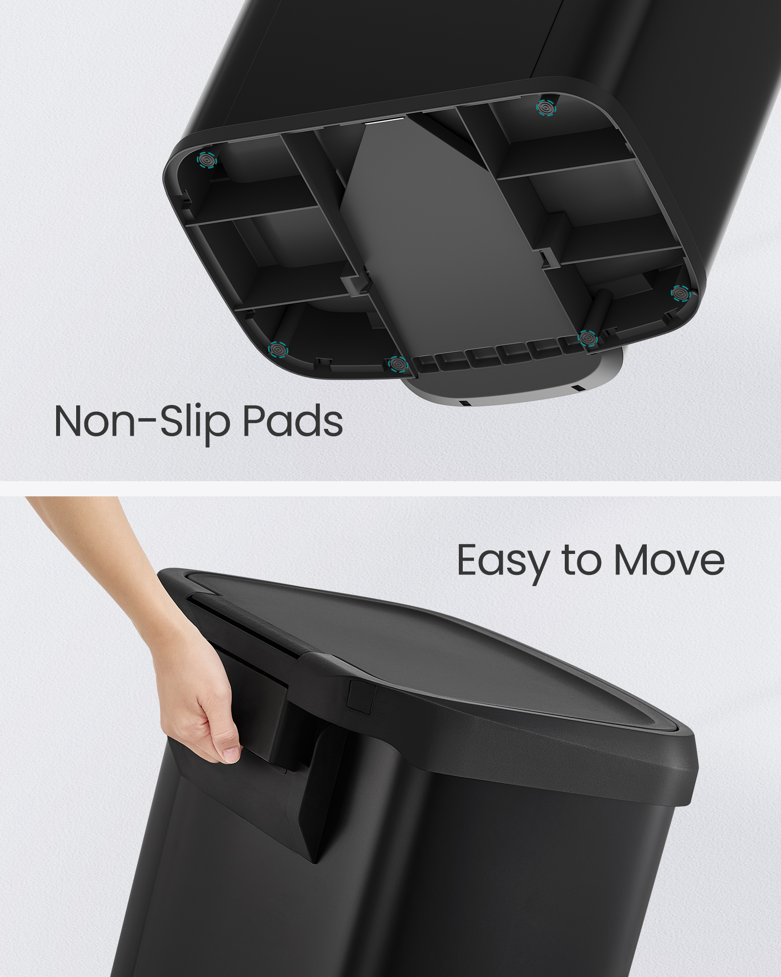 21-Gallon Stainless Steel Trash Can - Large Kitchen Bin with Odor Control, Stay-Open Lid & Wide Pedal, Space-Saving Design, Black