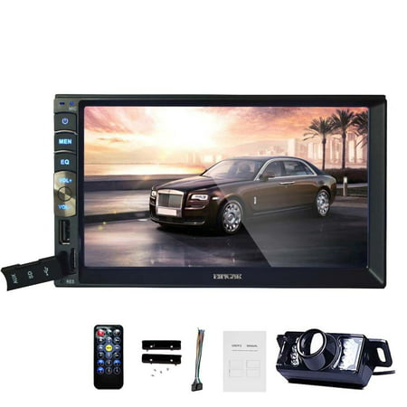 Free Reversing Camera Dash Capacitive Touchscreen Univresal 7'' inch Car Stereo Autoradio Bluetooth 2 Din HD FM Radio Receiver MP5 Player USB SD Input AUX Car Sounds Entertainment system In Dash