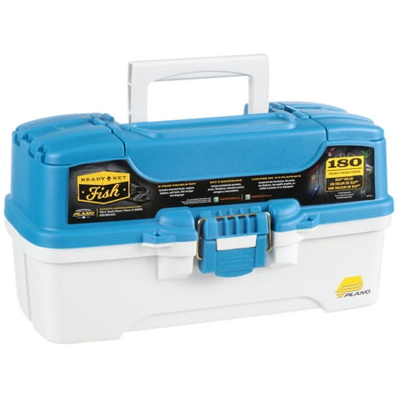 UPC: 0024099620741 | Plano Synergy Fishing Ready Set Fish 180 Piece Tackle Box Medium Blue / White