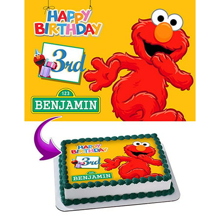 Elmo Sesame Street Birthday Cake Personalized Cake Toppers Edible Frosting Photo Icing Sugar Paper A4 Sheet 1/4 Edible Image for