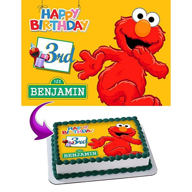 Elmo Sesame Street Birthday Cake Personalized Cake Toppers Edible Frosting Photo Icing Sugar Paper A4 Sheet 1/4 Edible Image For Cake - Walmart.com