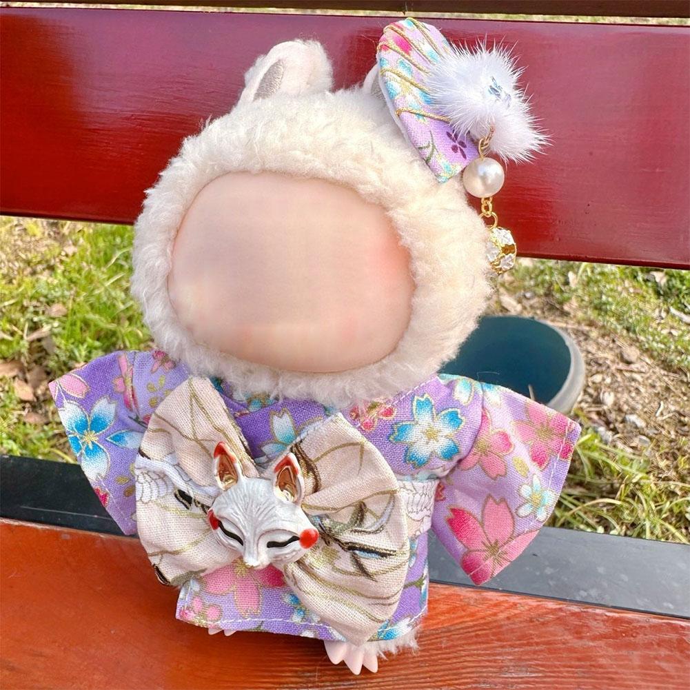 Kimono Japonés Kawaii Para Muñeca De Peluche De 17 Cm – Incluye Cinturón Y Máscara De Zorro