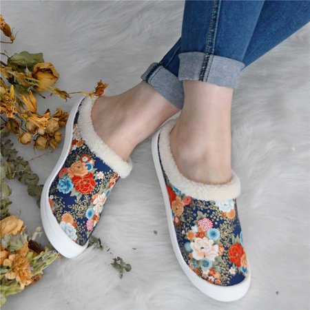 

KKCXFJX slippers for women Women s Flat Bottomed Low-cut Canvas Shoes One-foot Lazy Version Casual Flat Non-slip Cotton Slippers Slippers