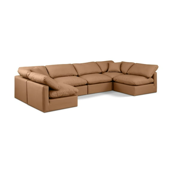 Meridian Furniture Indulge Vegan Leather U-Shaped Modular Sectional in Orange