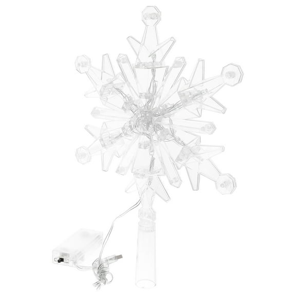 Raindrops White LED Christmas Tree Topper with Plastic Base for Holiday Party Decorations and Festive Home Decor