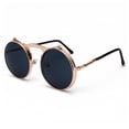 thumbnail image 3 of Jett 3057 Lunettes de Soleil Rétro en Métal steampunk à Clapet Lunettes de Soleil à Clapet pour Hommes et Femmes Monture Ronde à la Mode Lunettes Prince, 3 of 7