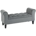 thumbnail image 1 of HOMCOM Banc Ottoman Rembourré avec Rangement, Banc de Bout de Lit avec Accoudoirs, Gris, 1 of 10