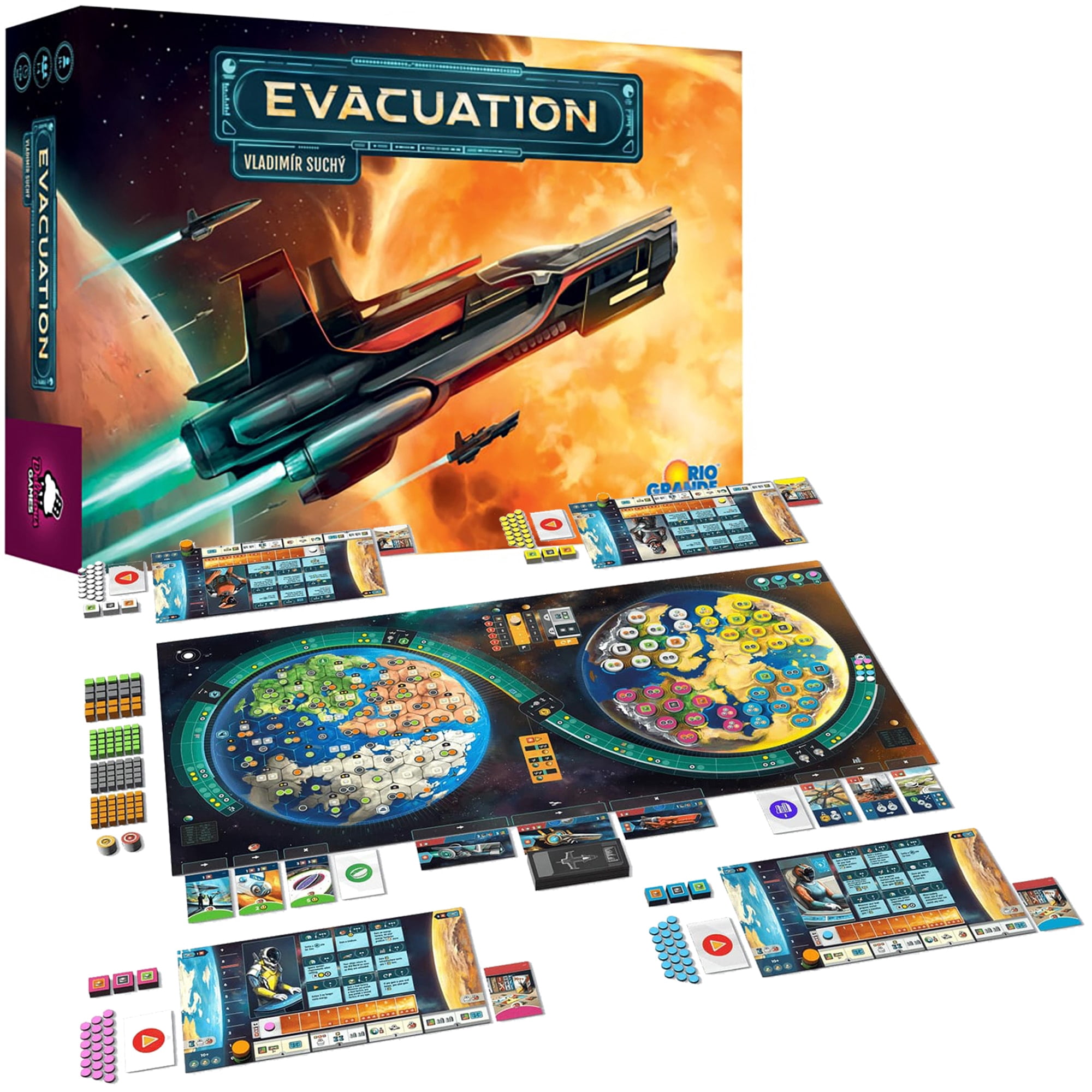 Rio Grande Games: Evacuation - Strategy Board Game, Space Civilization Building, Resource Management, Apocalyptic, Ages 14+, 1-4 Players, 90-120 Min