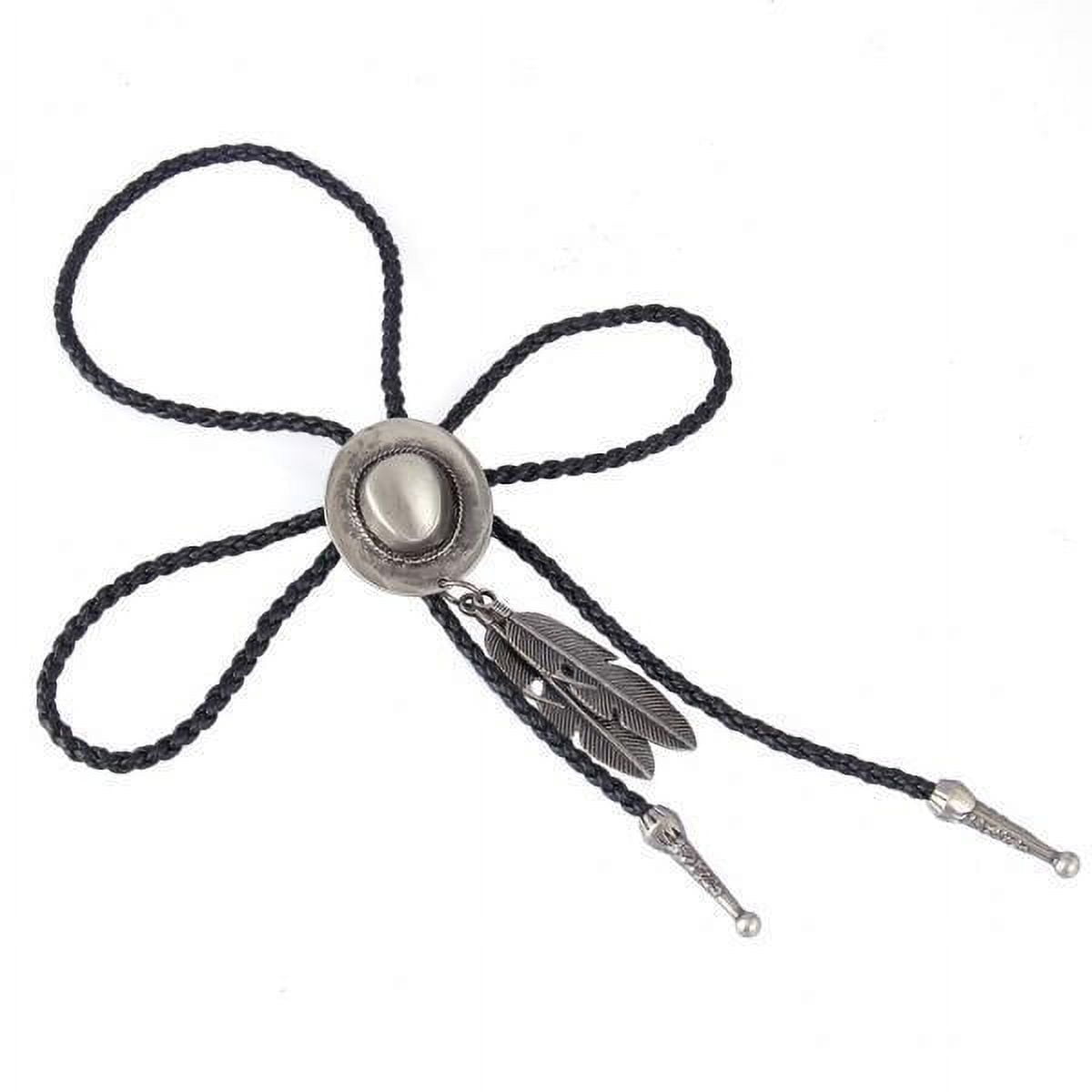 PETOTC Bolo Tie For Men Western Cowboy Bolo Cravate En Cuir Collier Corde Croissant Pierre Naturelle Rétro Motif En Alliage De Zinc Cravate Accessoires Unisexe Britannique Corde