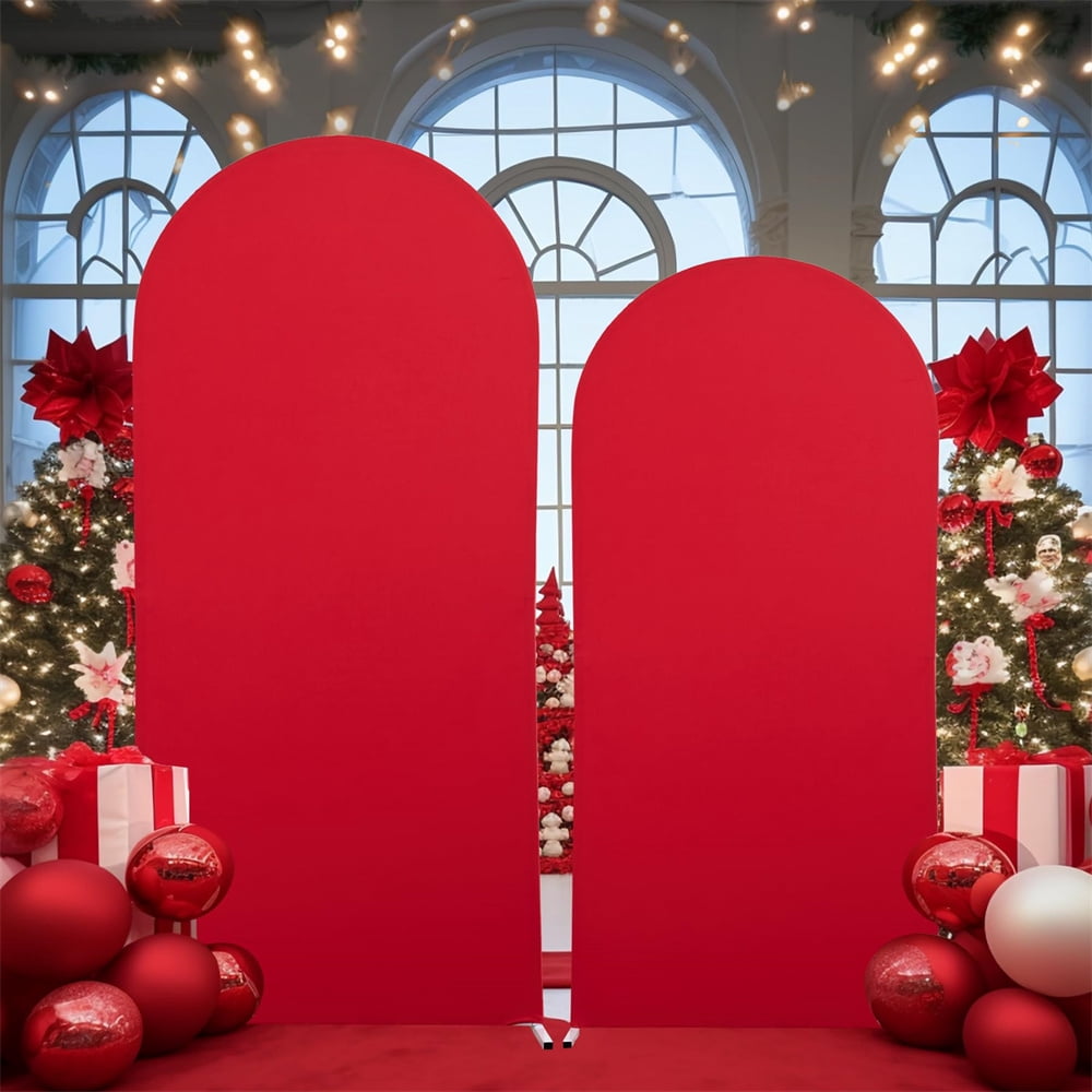Red 2.6X6FT Double-Sided Spandex Arch Backdrop Cover - Round Top Chiara Stand Cover for Weddings, Birthdays, and Celebrations