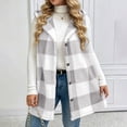 thumbnail image 6 of purcolt Women's Plush Fleece Vest Button Down Sleeveless Plaid Hooded Vest Casual Warm Winter Thick Jackets with Pockets, 6 of 9