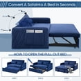 thumbnail image 6 of KINFFICT Futon Sofa Bed, Convertible Loveseat Sleeper, Modern Sofa Bed for Living Room/Apt, Blue, 6 of 10