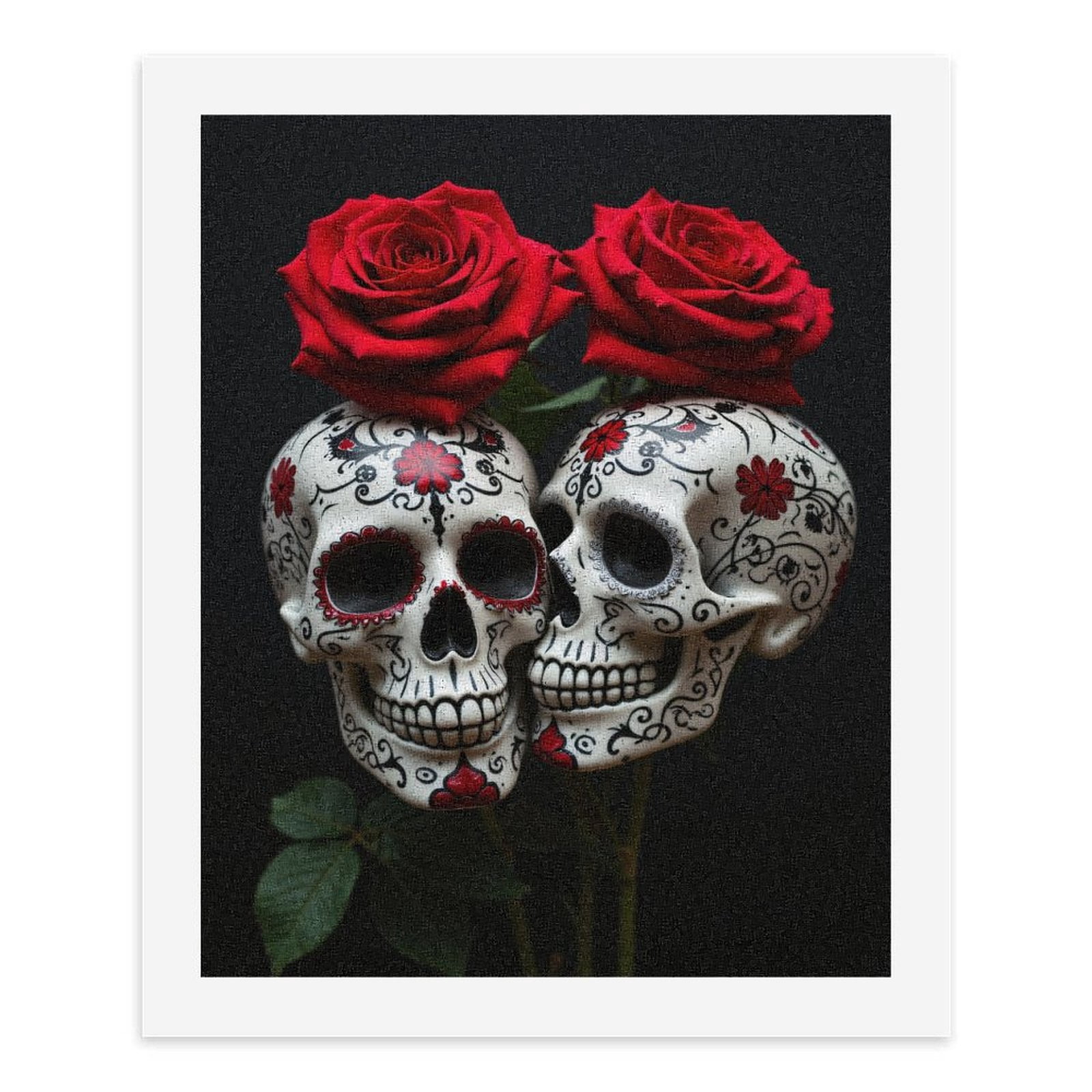 Paint By Numbers Kit for Adults Beginner - DIY Red Roses Sugar Skulls Art Canvas Painting Kits for Adults, Frameless Paint By Number for Adults for Home Wall Decor 16x20 Inch