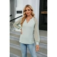 thumbnail image 5 of Anbech Women's Lace Splicing Blouse V Neck Shirt Splice Long Sleeve Loose Casual Solid Color Tops, 5 of 7