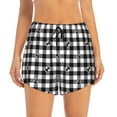 thumbnail image 2 of Goofa Black Tartan Plaid Printed Women 2 in 1 Running Shorts,Quick Dry Athletic Workout Shorts,High Waisted Athletic Shorts with Liner Pockets-, 2 of 9