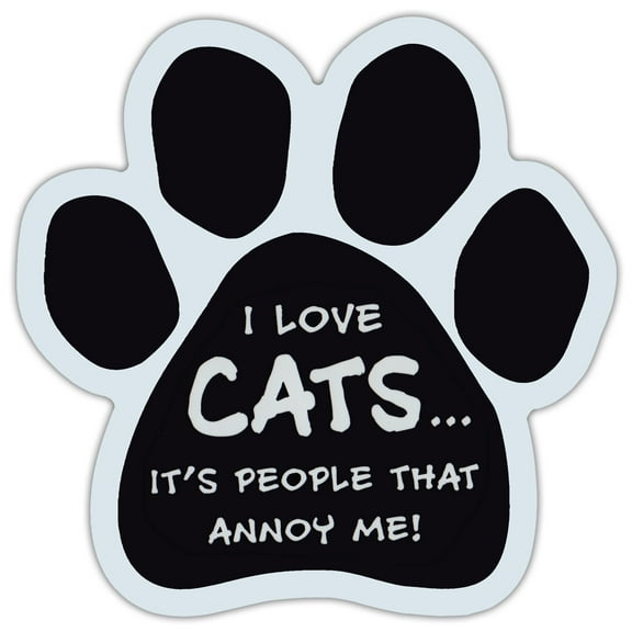 Paw Shaped Car Magnet - Love Cats, It's People That Annoy Me - Funny - Cars, Trucks, SUVs, Etc.