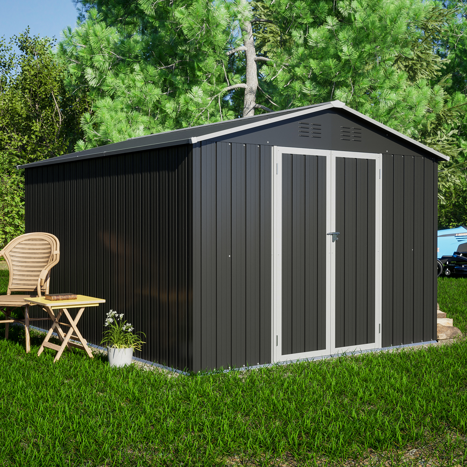 LZBEITEM 10 X 8 Ft Garden Tool Storage Shed Metal Outdoor Storage Shed LZBEITEM 10 X 8 Ft Garden Tool Storage Shed Metal Outdoor Storage Shed