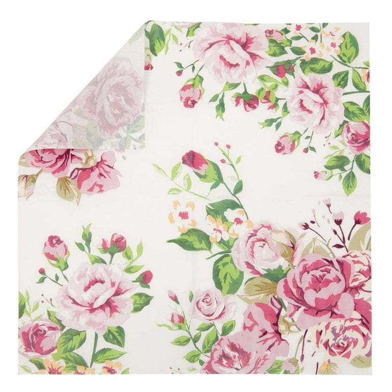 Elegant Pink Floral Paper Plates