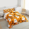 thumbnail image 3 of Feelyou Teens White Ghost Queen Comforter Set, Cartoon Halloween Bat Bedding Sets, Farmhouse Floral Flower Reversible Bedding Comforter Set, Lightweight Room Decor, 3 Pieces, 3 of 8