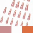 thumbnail image 3 of 24-Pack Women's Pressed Nails Fake Long Lines Orange White Color Block Wave Heat Wave Manicure DIY Manicure Tools Full Coverage Nail Stickers, 3 of 5