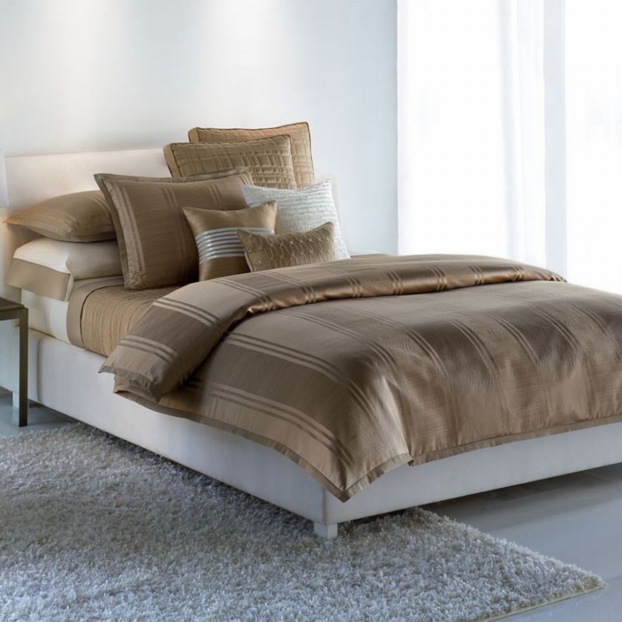 Simply Vera Wang Gold Modern Stripe Queen Comforter Set With Shams