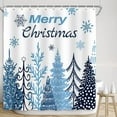 thumbnail image 5 of Merry Christmas Shower Curtain, Blue Xmas Pine Tree Holiday Winter New Year Bathroom Curtain Decor, Waterproof Shower Curtian Accessory Set 12 Hooks 72x72 inch, 5 of 6