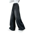 thumbnail image 1 of Girls Pants,Casual Winter Wide Leg Denim Fleece Lining for Medium Large Sizes, 1 of 9