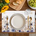 thumbnail image 4 of Purple Spring Floral Placemats Set of 12, Elegant Pastoral Flowers Watercolor Placemats for Dining Table, Place Mats for Kitchen Tabletop, Waterproof Wipeable Dining Table Mats Set, 4 of 9