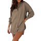 thumbnail image 2 of Conjunto de ropa de verano para mujer VISgogo, camisas abotonadas de manga larga de Color sólido, Tops y pantalones cortos sueltos informales, trajes VISgogo  moda, 2 of 6
