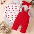 thumbnail image 4 of masbird Newborn Baby Girl Clothes Infant Baby Ruffle Romper Pants Fall Winter Outfits 3PCS Gifts Set Toddler Girls' Clothing,Red,6-9 M, 4 of 9