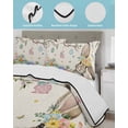 thumbnail image 3 of Twin XL Quilt Bedding Set, Beige Easter Bunny Reversible Summer Quilt 3 Pieces, Spring Easter Eggs Floral Rustic Burlap Lightweight Bedspreads Coverlets with 2 Pillow Shams for All Seasons, 3 of 5