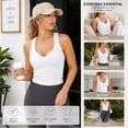 thumbnail image 3 of Women's Ribbed Racerback Tank Tops, Soft Stretchy Sleeveless Scoop Neck Notch Cropped Tops for Yoga Workout Daily Wear, 3 of 6