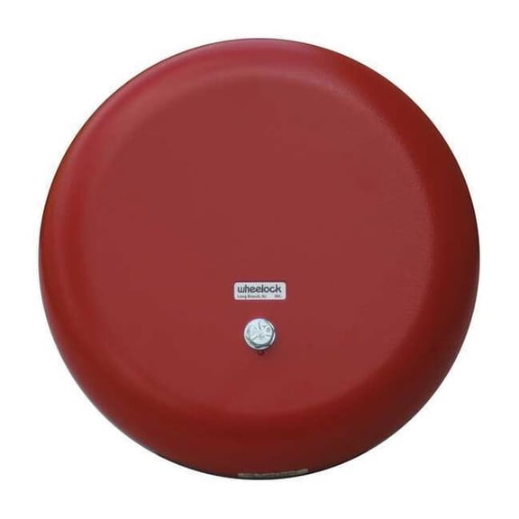 Bell, Bell, Continuous/Pulse, 115V AC, 85 dB, Metal, Red, Wall Mount