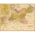 thumbnail image 2 of Vintage Maps 14x12 Black Ornate Wood Framed with Double Matting Museum Art Print Titled - Prussia 1844, 2 of 4