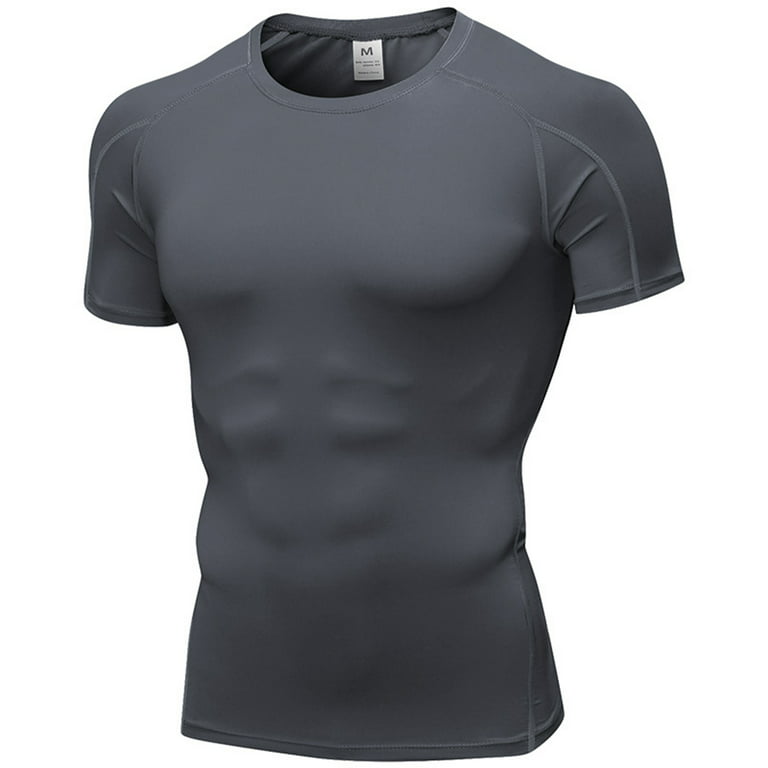Huk Fishing Shirts For Men Men's Tight-Fitting Fitness Sports Running  Training Short-Sleeved T-Shirt Beach Shirts For Men,Gray,S 