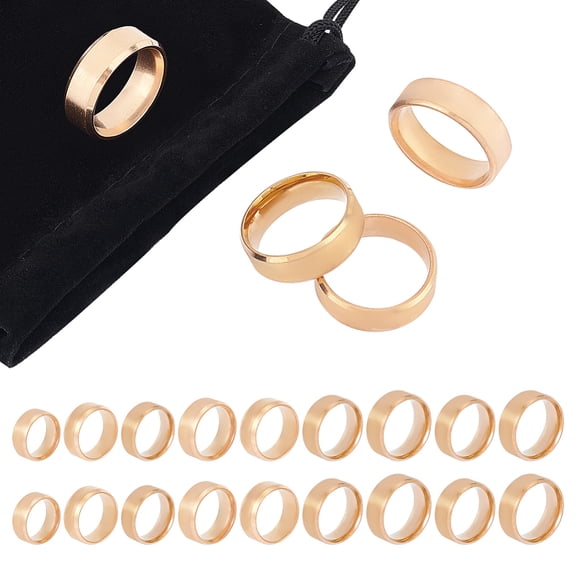 1Box 18Pcs 9 Size Stainless Steel Plain Band Finger Rings Set for Women Rose Gold Inner Diameter: 15.9~22.2mm 2Pcs/size