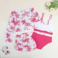 thumbnail image 4 of CAUYDY Toddler Girls Swimsuit 3Pcs Sets 1 x Girls Bikini Swimsuit + 1 x Bikini Bottoms + 1 x Cover Ups Kid Girls Swimsuit Sets 5T 6T 7T Girls Summer Swimwear (Sizes 140,F02-Hot Pink), 4 of 9