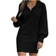 thumbnail image 1 of Moda mujer Casual sólido cuello pico manga larga vestido suelto otoño blusa pulóver Tops Pompotops  hdfakjf6801, 1 of 8