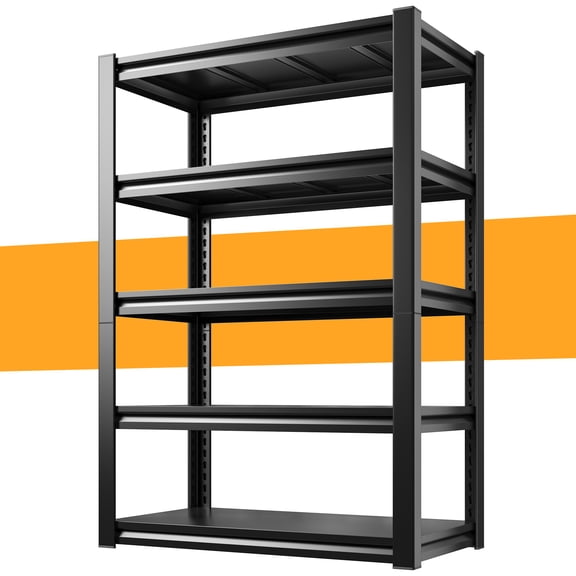 72" H 5-Tier Garage Shelving, Heavy Duty Storage Shelves Load 2000LBS, Shelving Unit for Kitchen Pantry Warehouse, 35.6" W x 15.8" D x 71.8" H, Black
